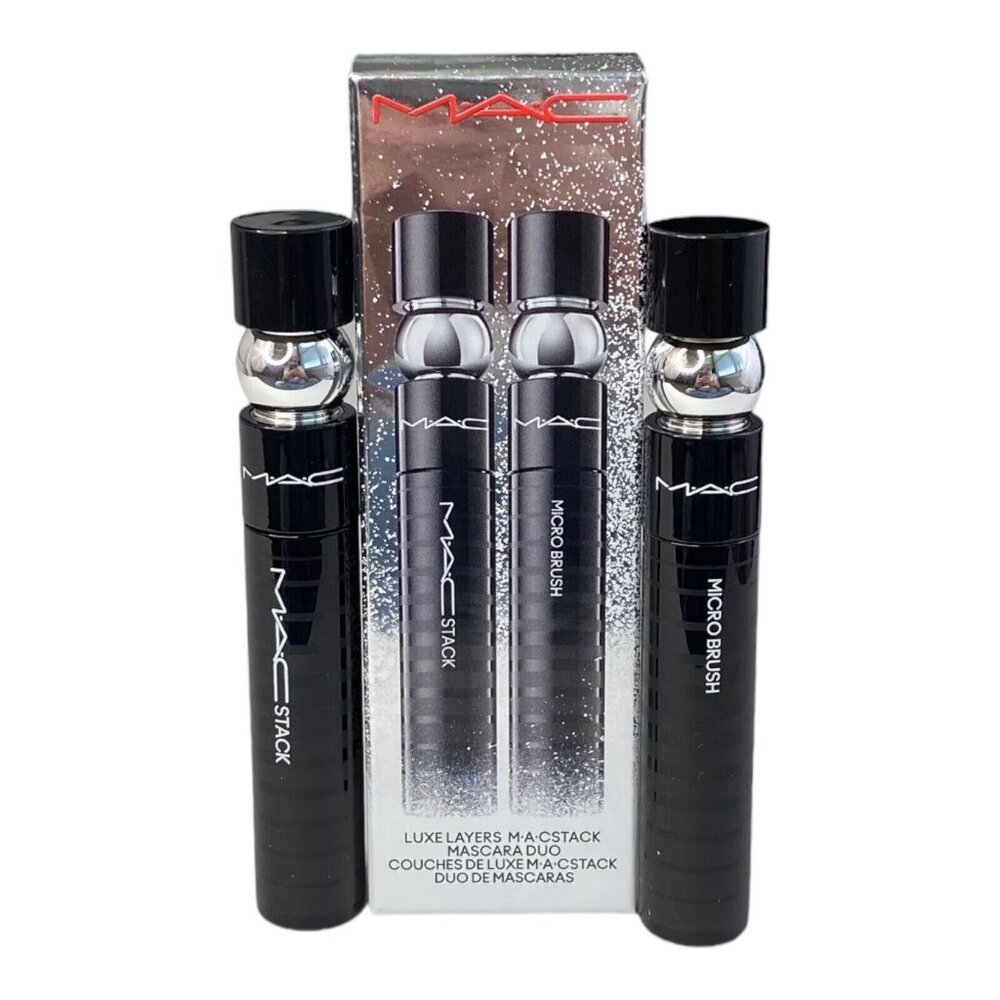 MAC Luxe Layers Mac Stack Mascara Duo Superstack Micro & Mega Black Mascara NIB
